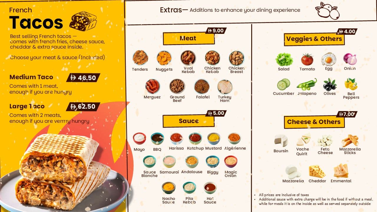Kebabs Crib taco menu